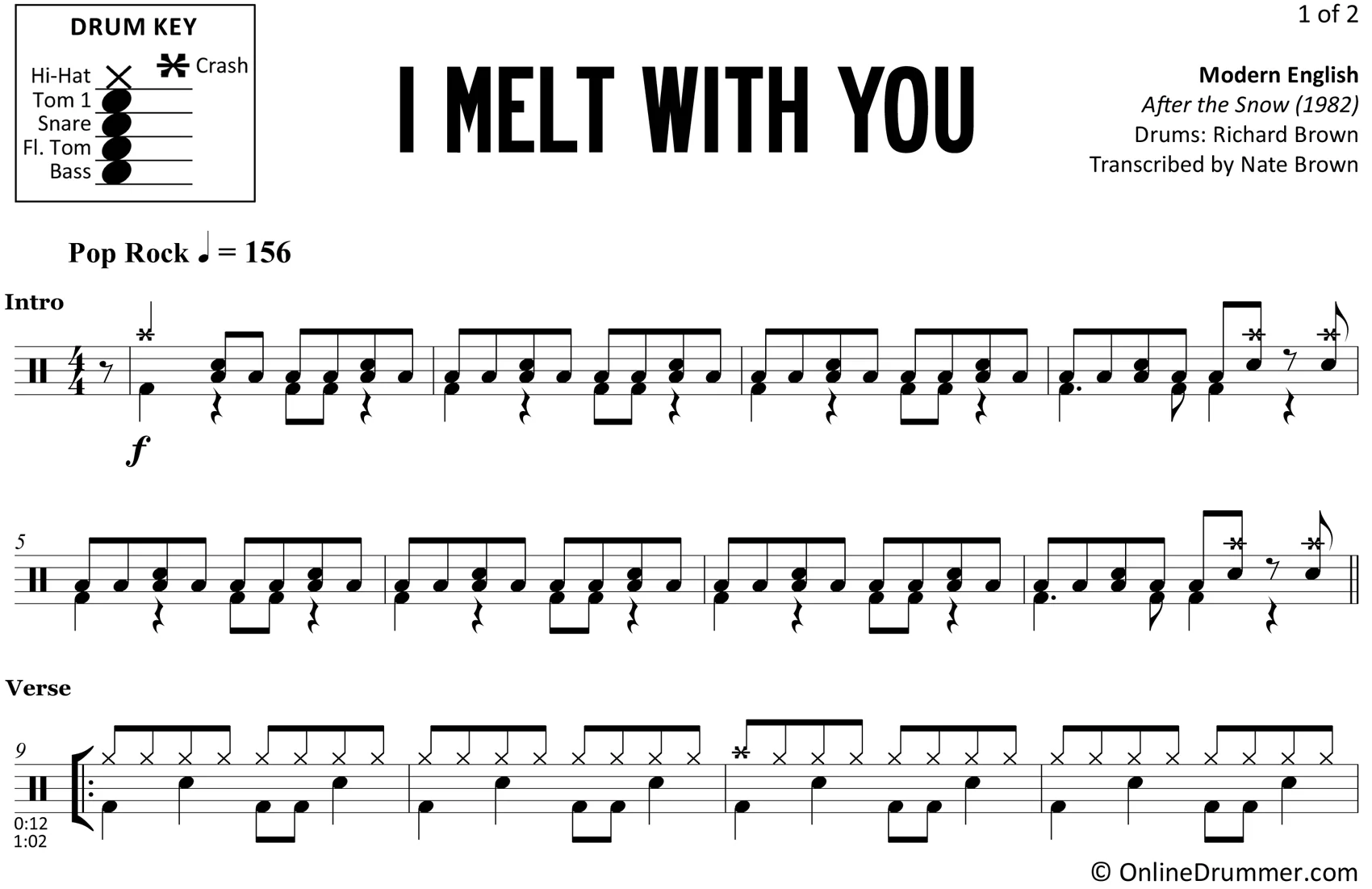 I Melt with You - Modern English - Drum Sheet Music - Image 3