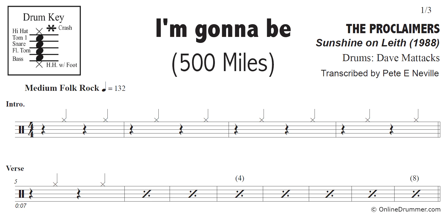 I'm Gonna Be (500 Miles) - The Proclaimers - Drum Sheet Music - Image 3