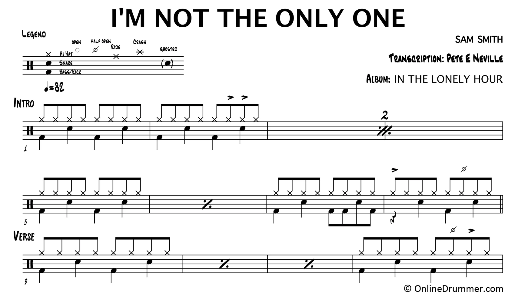 I'm Not The Only One - Sam Smith - Drum Sheet Music - Image 3