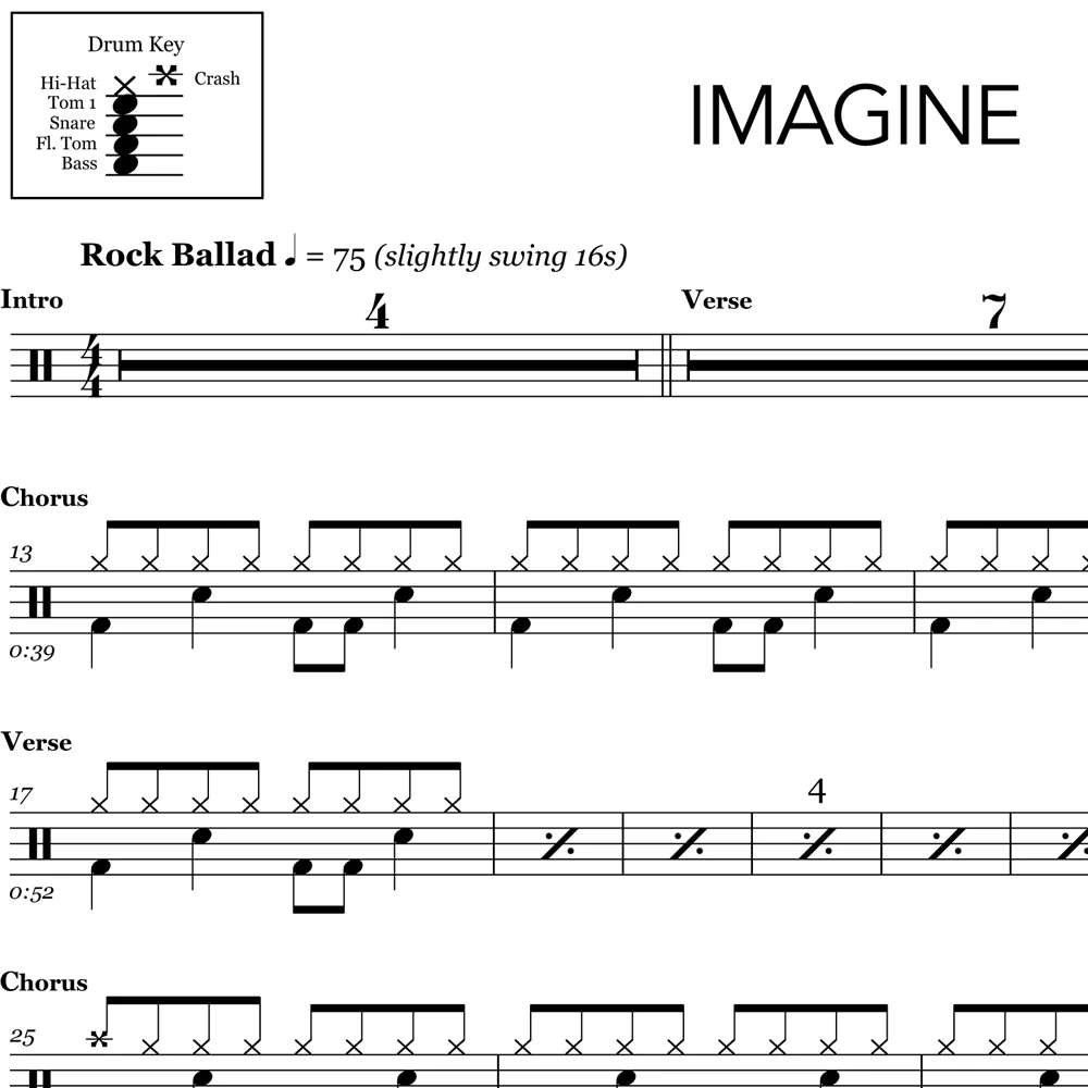 Imagine - John Lennon - Drum Sheet Music - Image 2