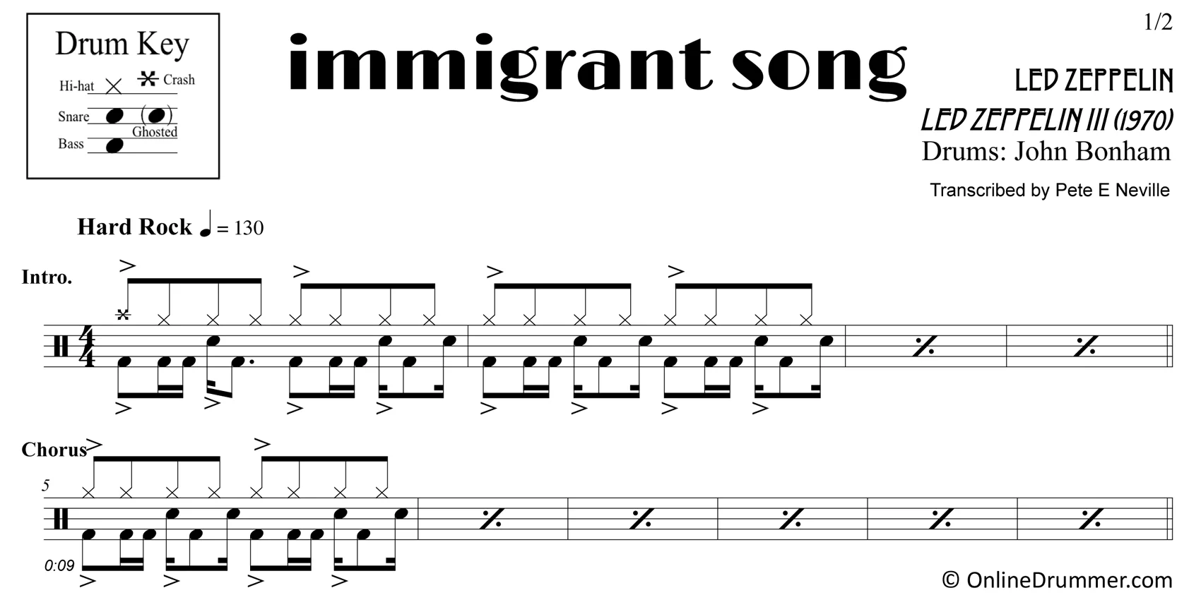 Immigrant Song - Led Zeppelin - Drum Sheet Music - Image 3