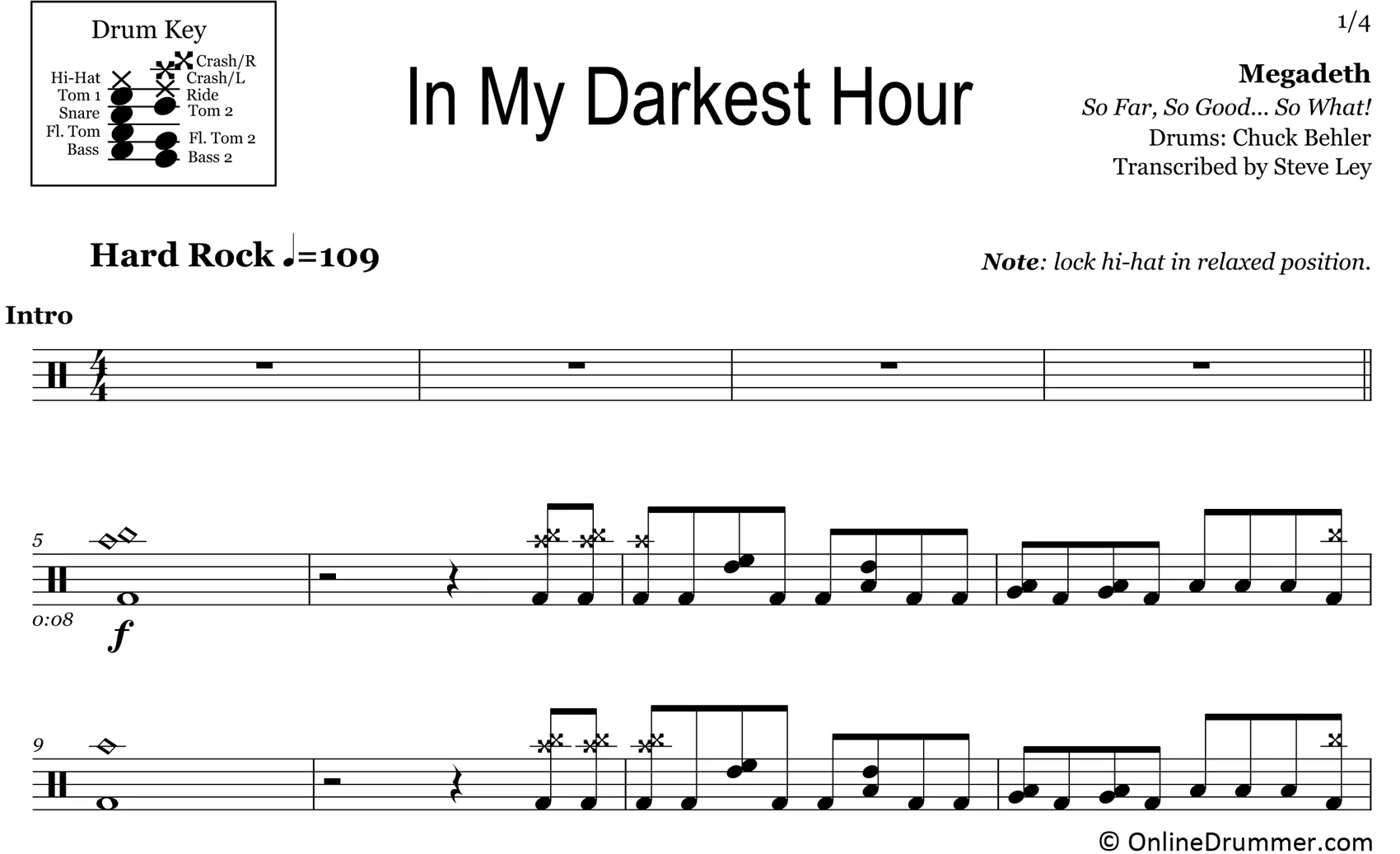 In My Darkest Hour - Megadeth - Drum Sheet Music - Image 3