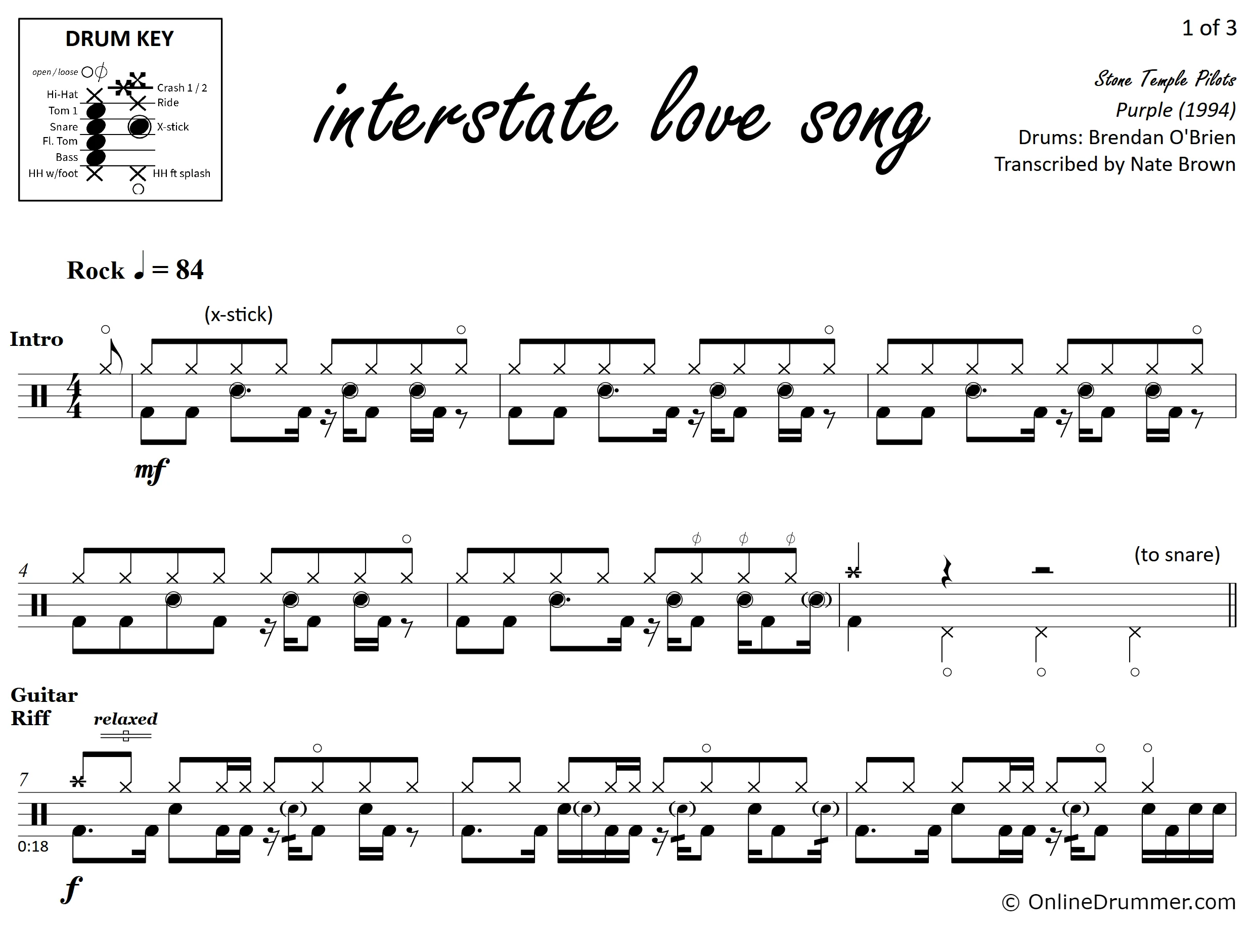 Interstate Love Song - Stone Temple Pilots - Drum Sheet Music - Image 3