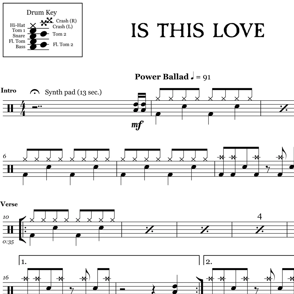 Is This Love - Whitesnake - Drum Sheet Music - Image 2