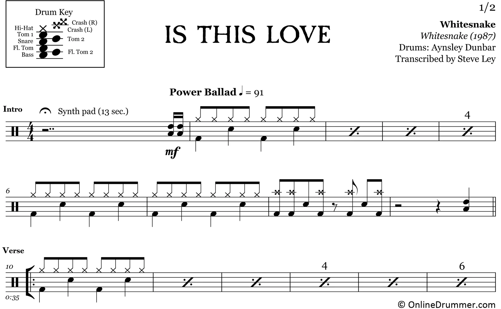 Is This Love - Whitesnake - Drum Sheet Music - Image 3
