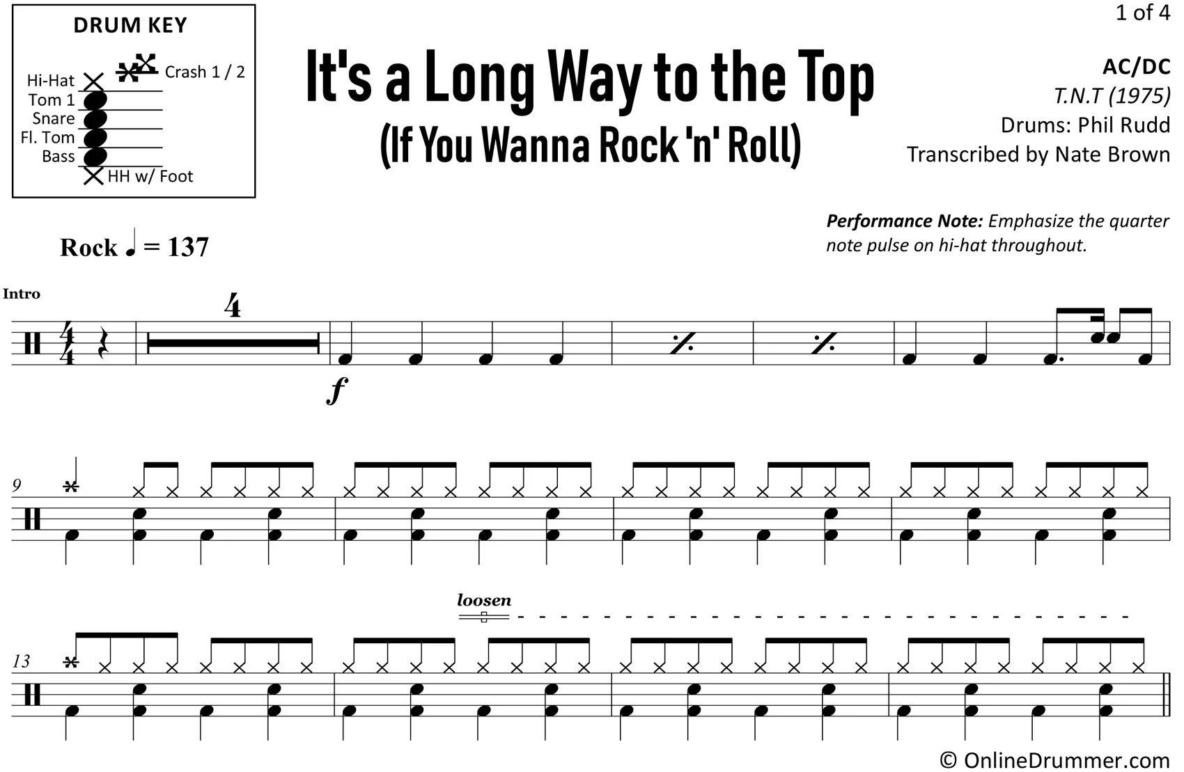 It's a Long Way to the Top (If You Wanna Rock 'n' Roll) - ACDC - Drum Sheet Music - Image 3