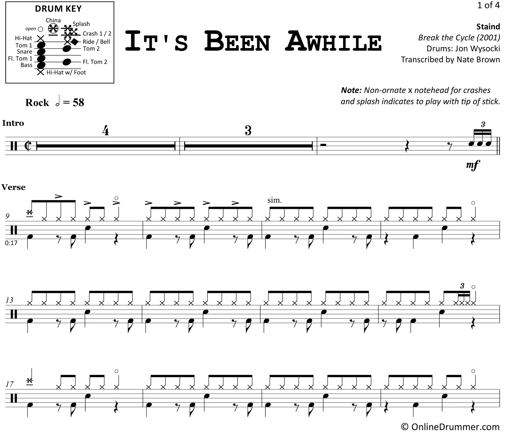 It's Been Awhile - Staind - Drum Sheet Music - Image 3