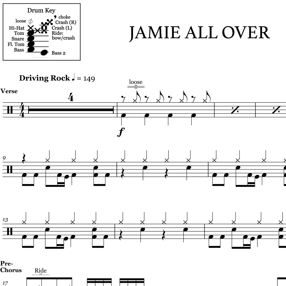 Jamie All Over - Mayday Parade - Drum Sheet Music - Image 2