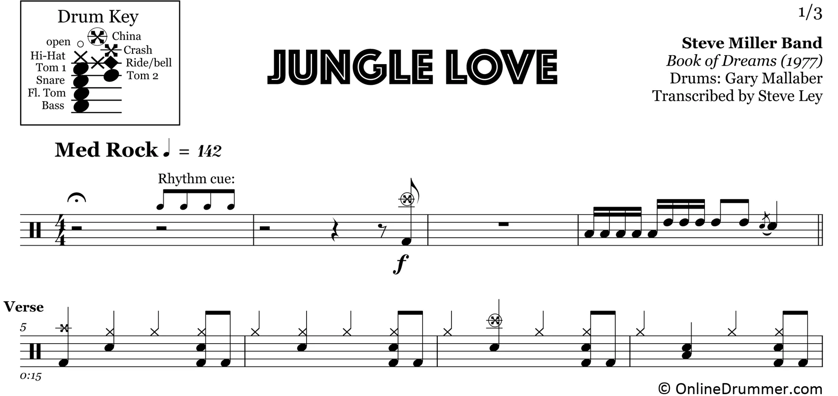Jungle Love - Steve Miller Band - Drum Sheet Music - Image 3
