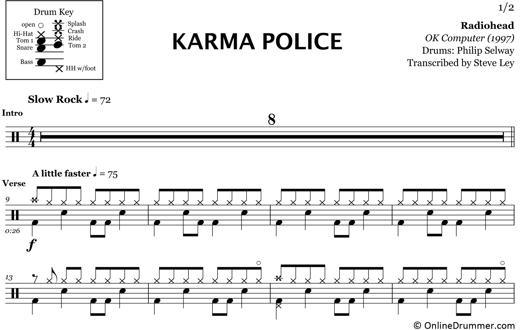 Karma Police - Radiohead - Drum Sheet Music - Image 3