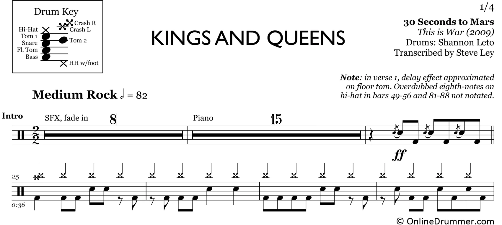 Kings and Queens - 30 Seconds to Mars - Drum Sheet Music - Image 3
