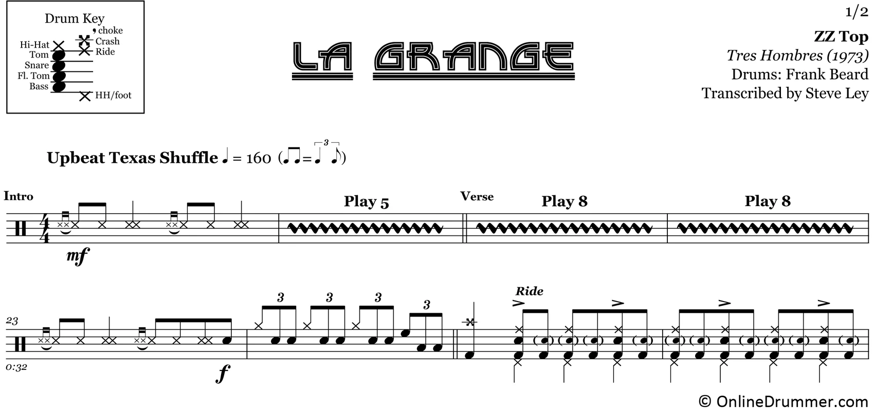 La Grange - ZZ Top - Drum Sheet Music - Image 3
