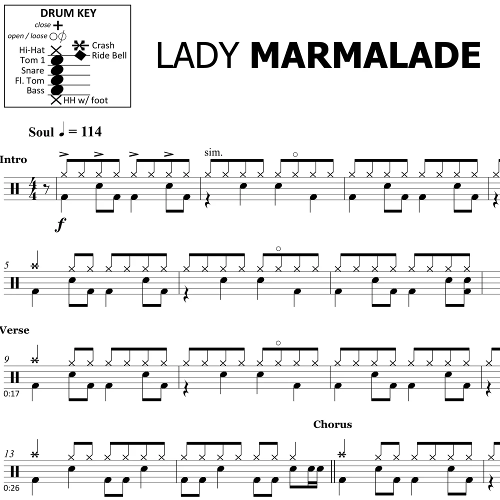 Lady Marmalade - Labelle - Drum Sheet Music - Image 2