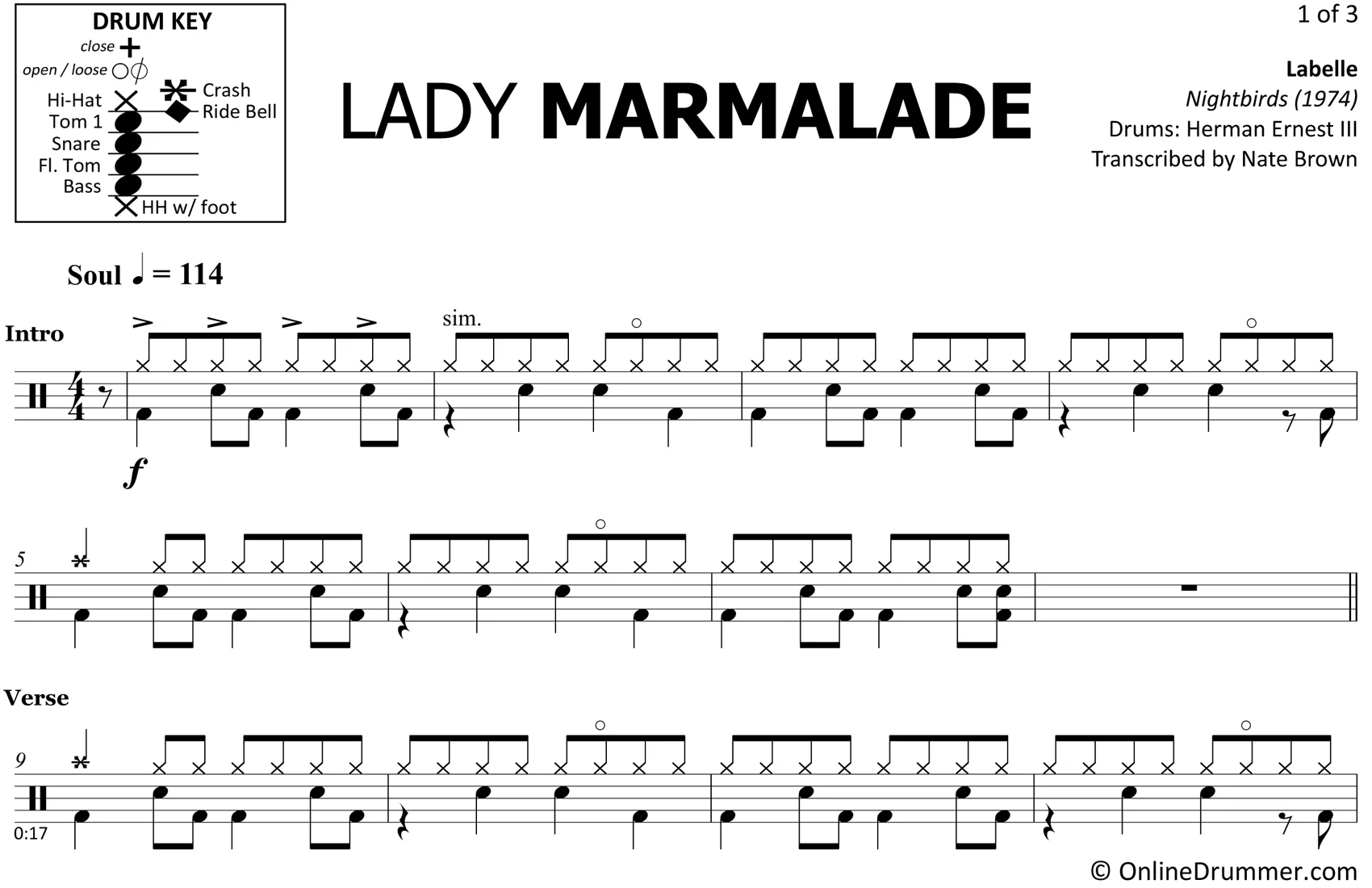 Lady Marmalade - Labelle - Drum Sheet Music - Image 3