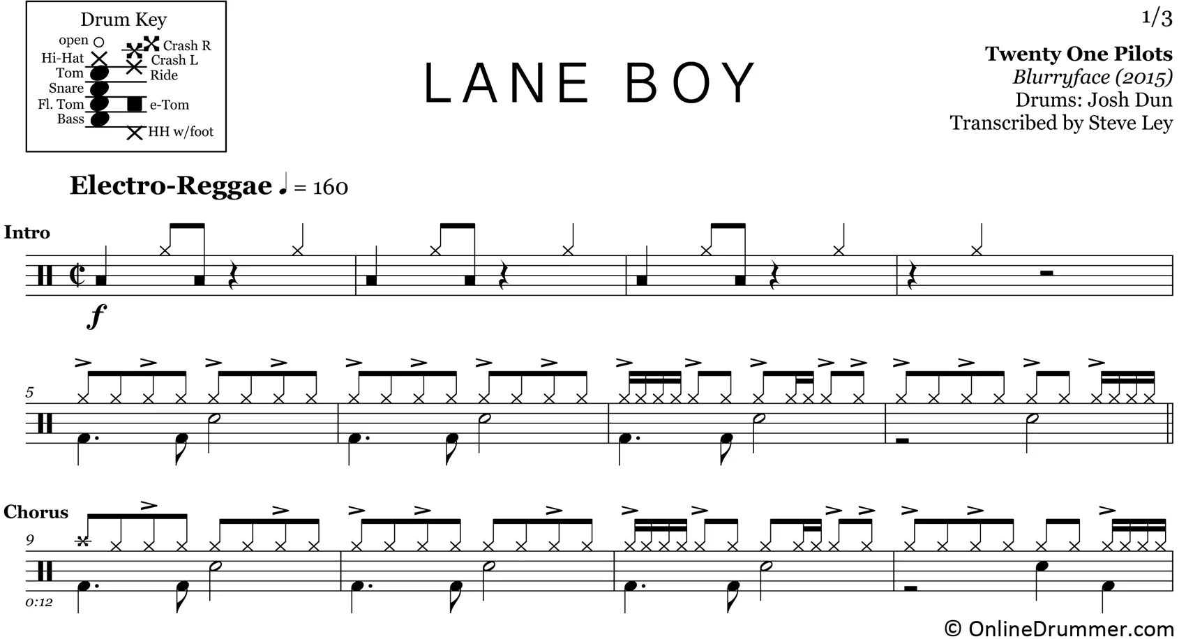 Lane Boy - Twenty One Pilots - Drum Sheet Music - Image 3