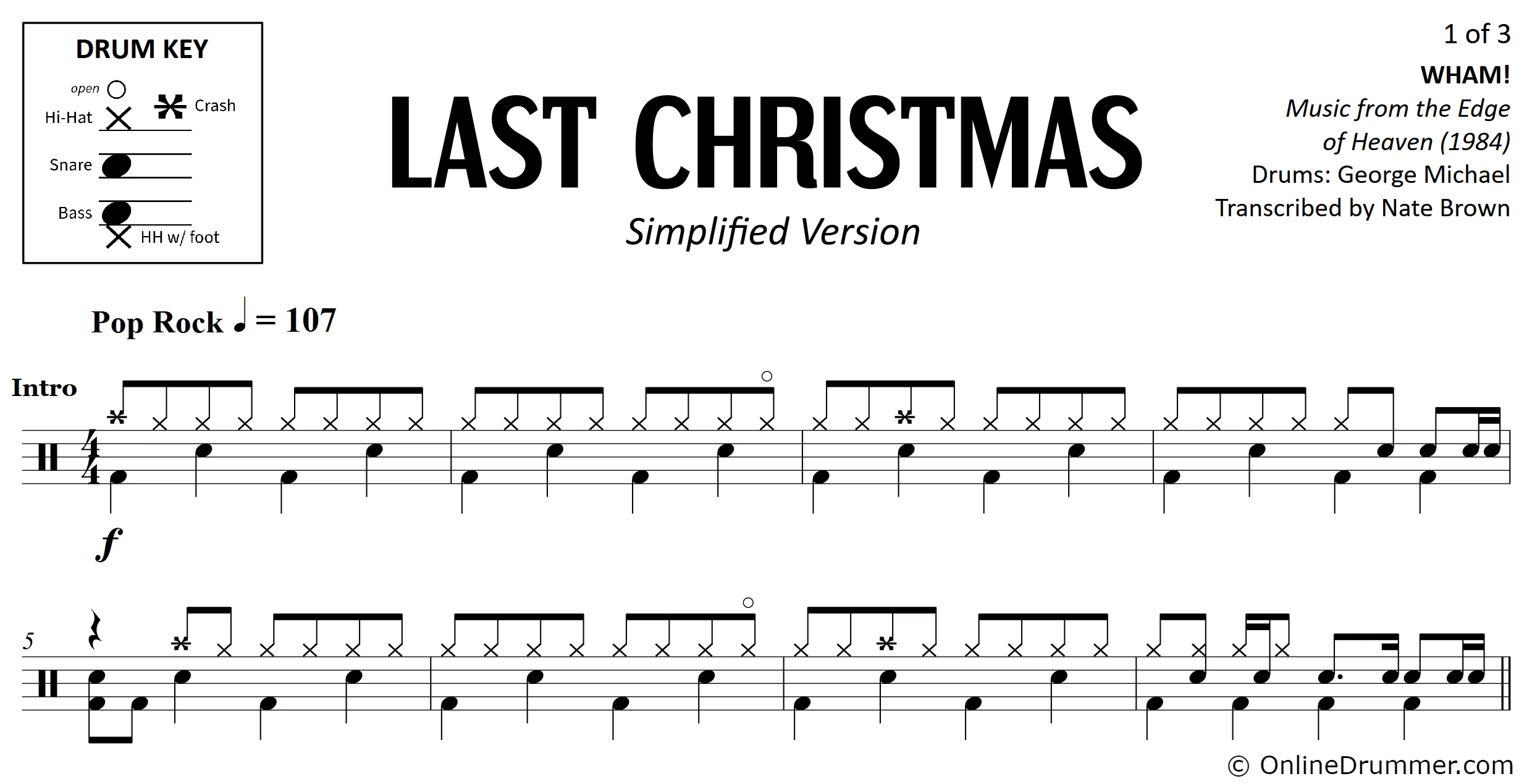 Last Christmas - WHAM! - Drum Sheet Music - Image 4