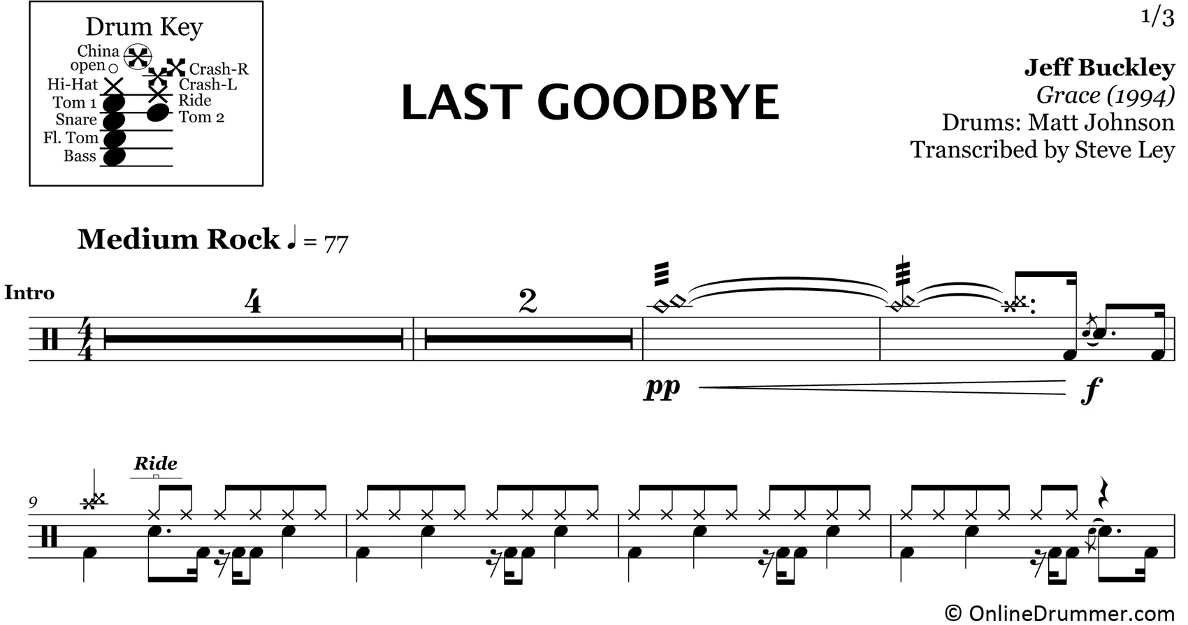 Last Goodbye - Jeff Buckley - Drum Sheet Music - Image 3