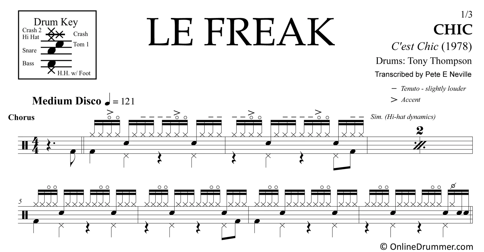 Le Freak - Chic - Drum Sheet Music - Image 3