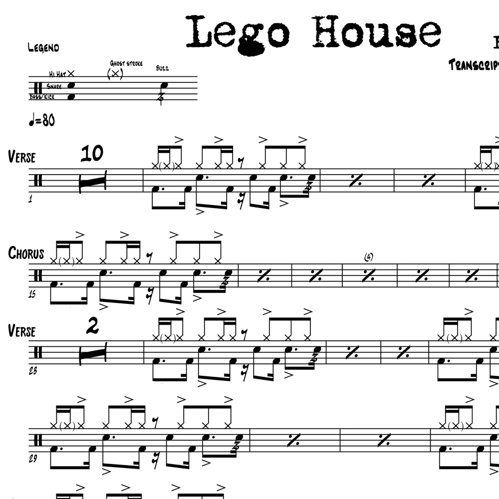 Lego House - Ed Sheeran - Drum Sheet Music - Image 2