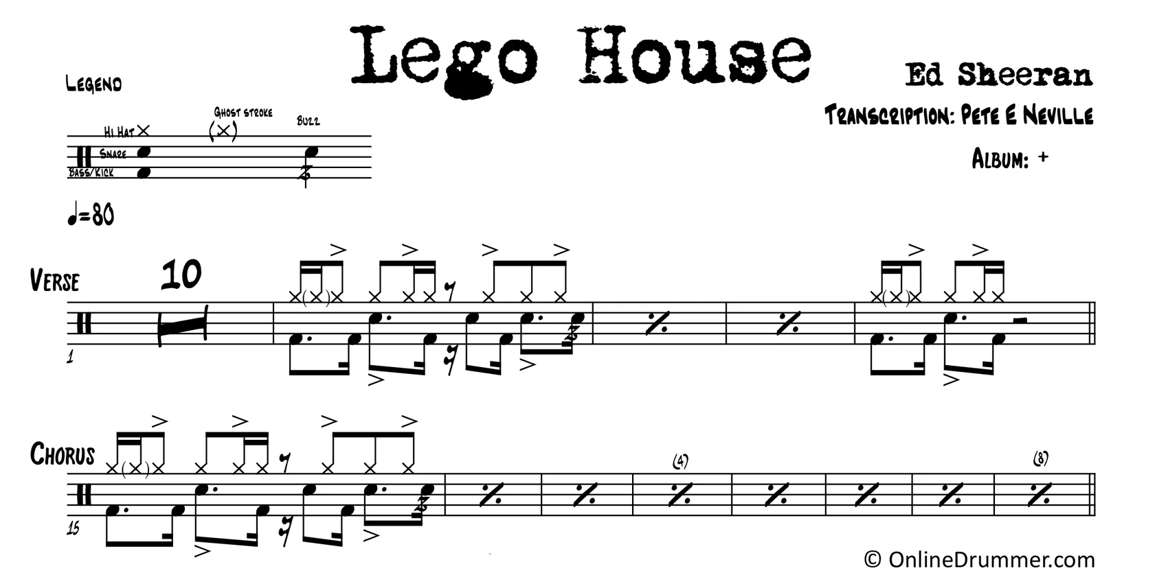 Lego House - Ed Sheeran - Drum Sheet Music - Image 3