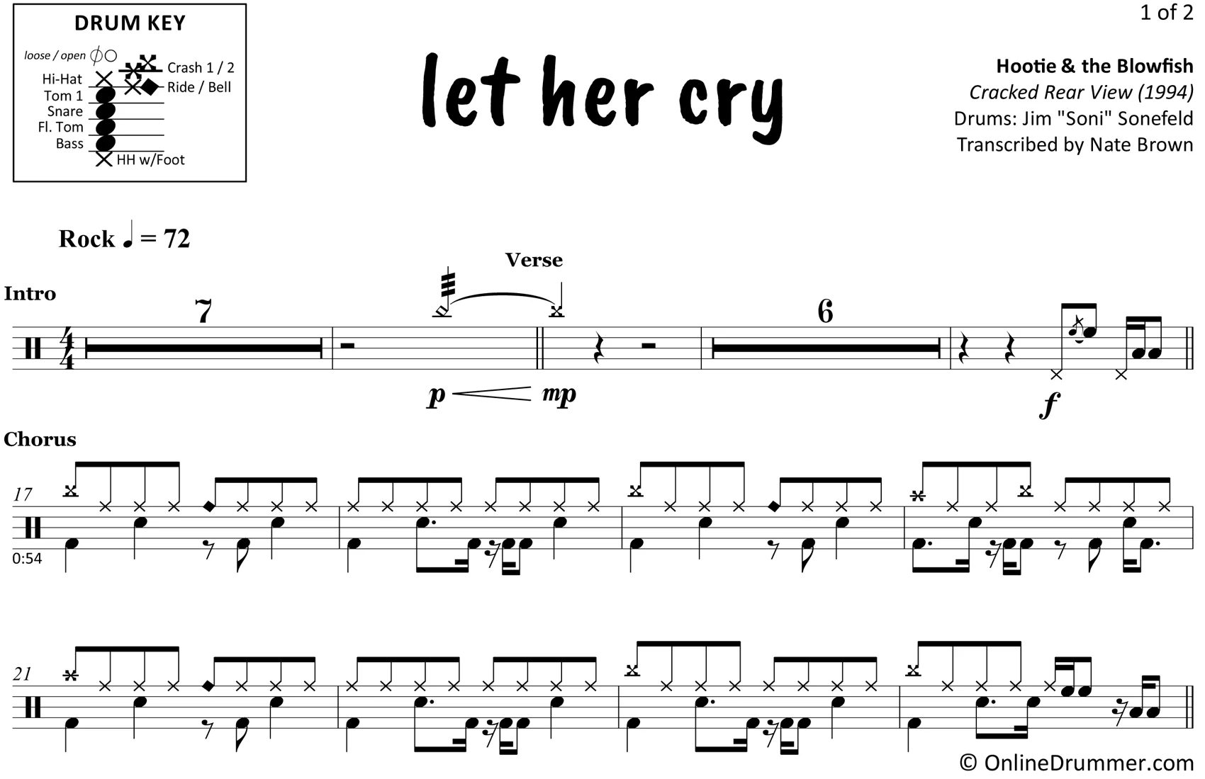 Let Her Cry - Hootie & the Blowfish - Drum Sheet Music - Image 3
