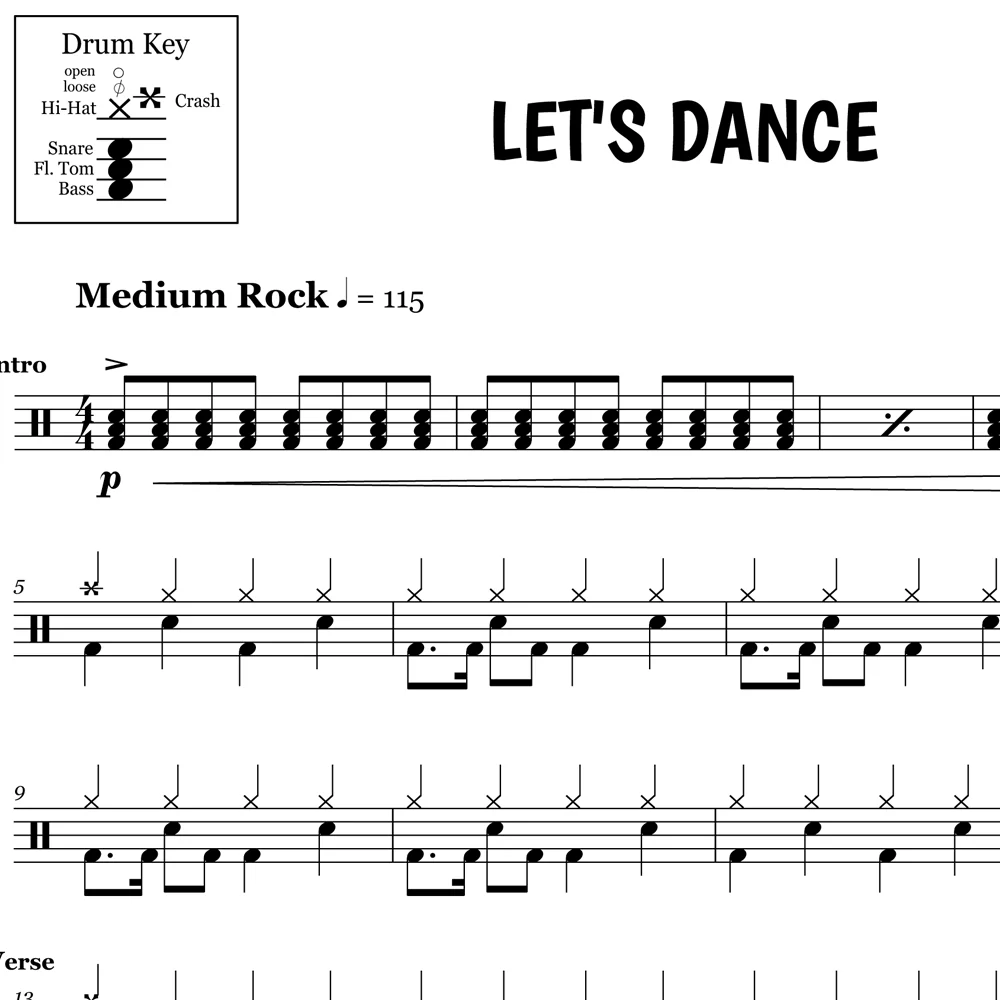 Let's Dance - David Bowie - Drum Sheet Music - Image 2