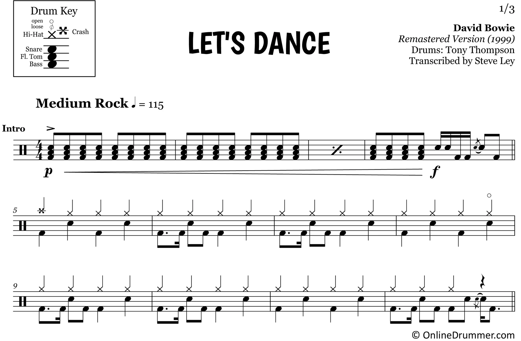 Let's Dance - David Bowie - Drum Sheet Music - Image 3