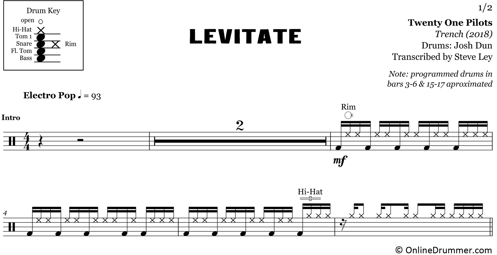 Levitate - Twenty One Pilots - Drum Sheet Music - Image 3