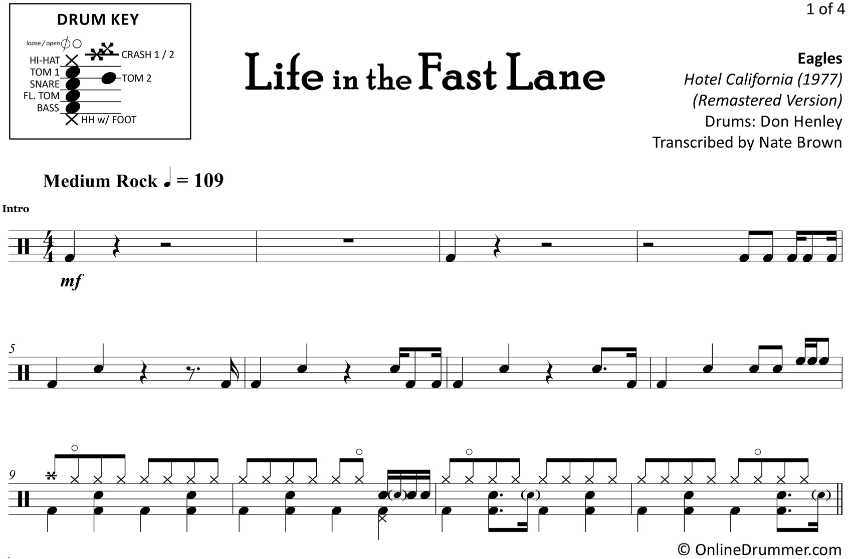 Life in the Fast Lane - Eagles - Drum Sheet Music - Image 3