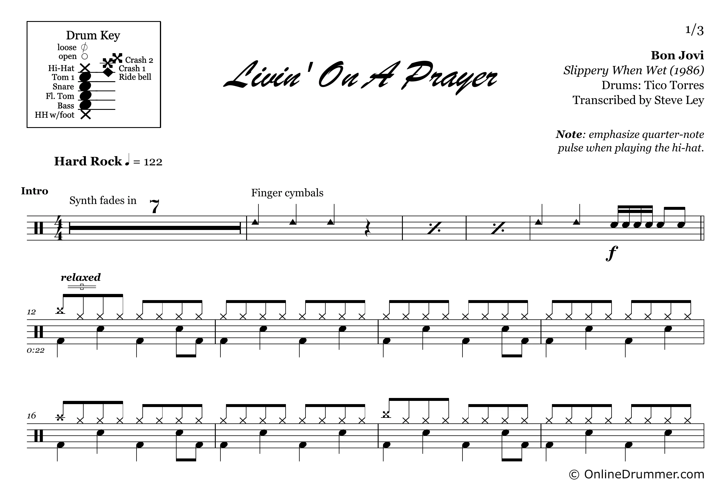 Livin' on a Prayer - Bon Jovi - Drum Sheet Music - Image 3