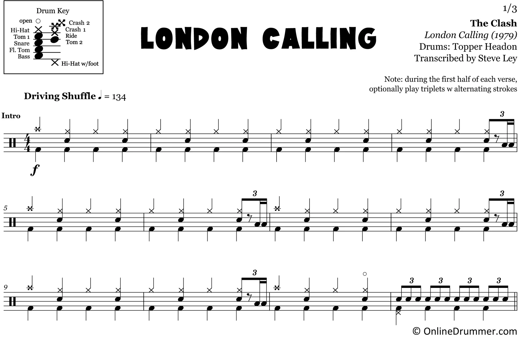 London Calling - The Clash - Drum Sheet Music - Image 3