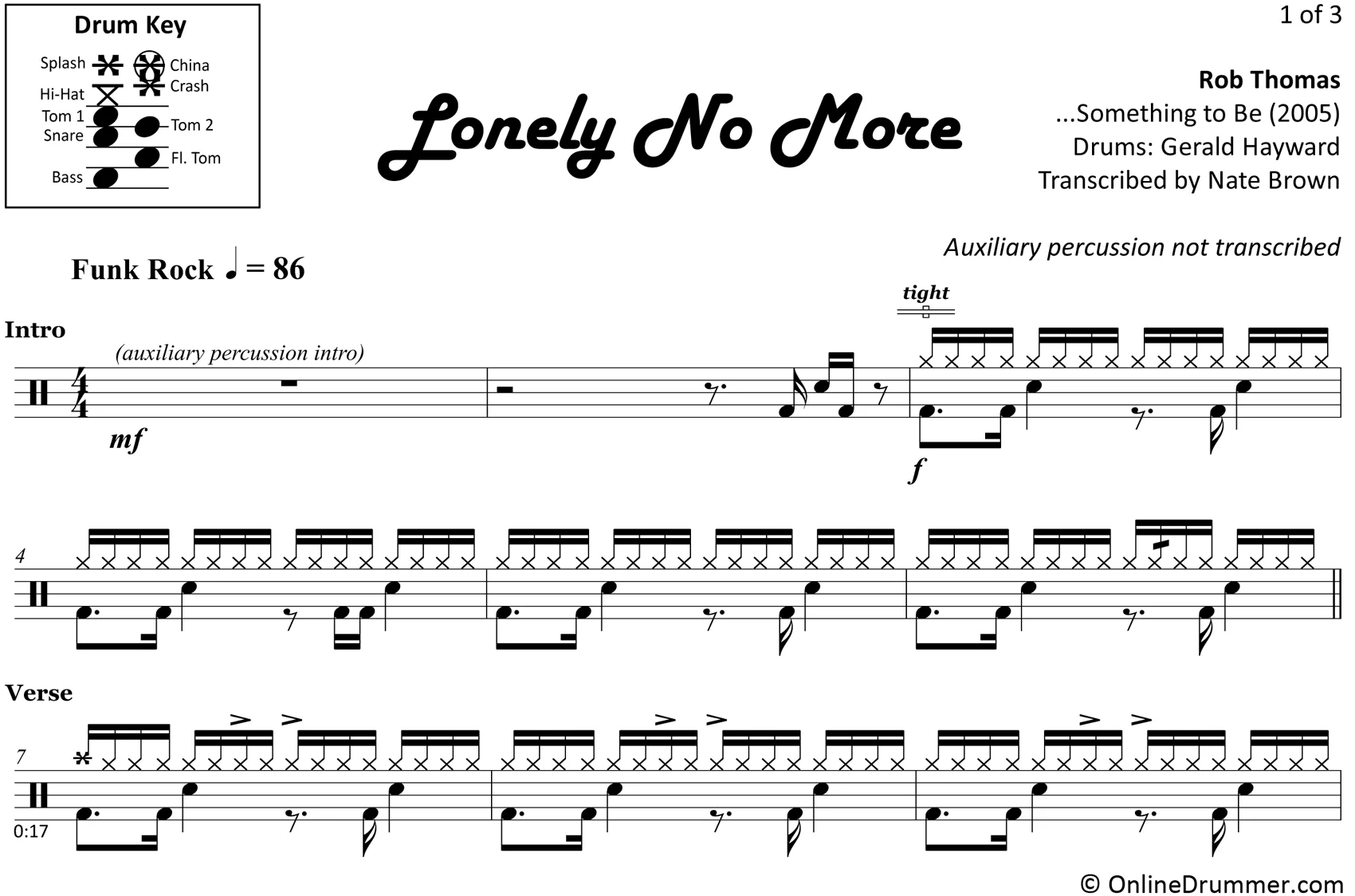 Lonely No More - Rob Thomas - Drum Sheet Music - Image 3
