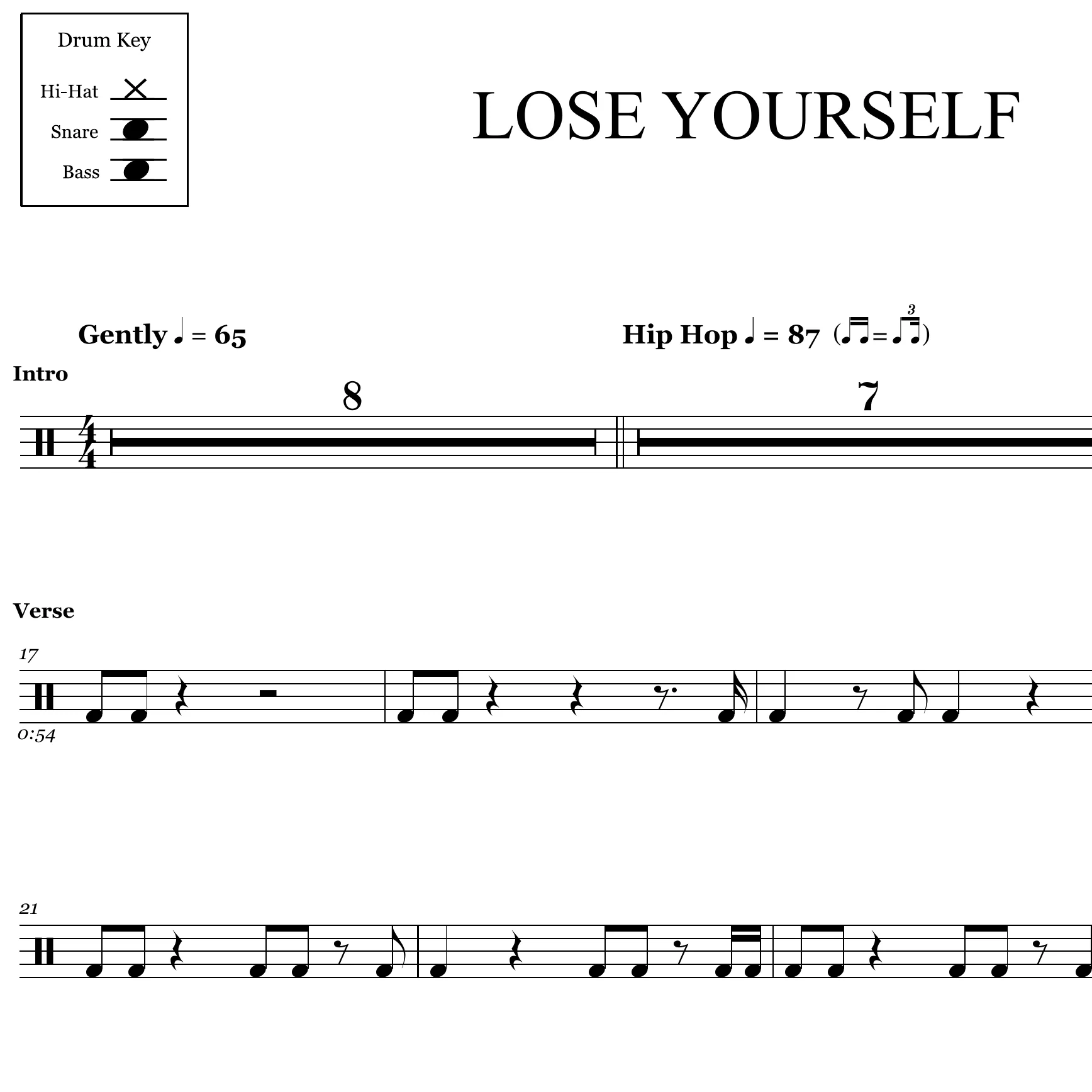 Lose Yourself - Eminem - Drum Sheet Music - Image 2