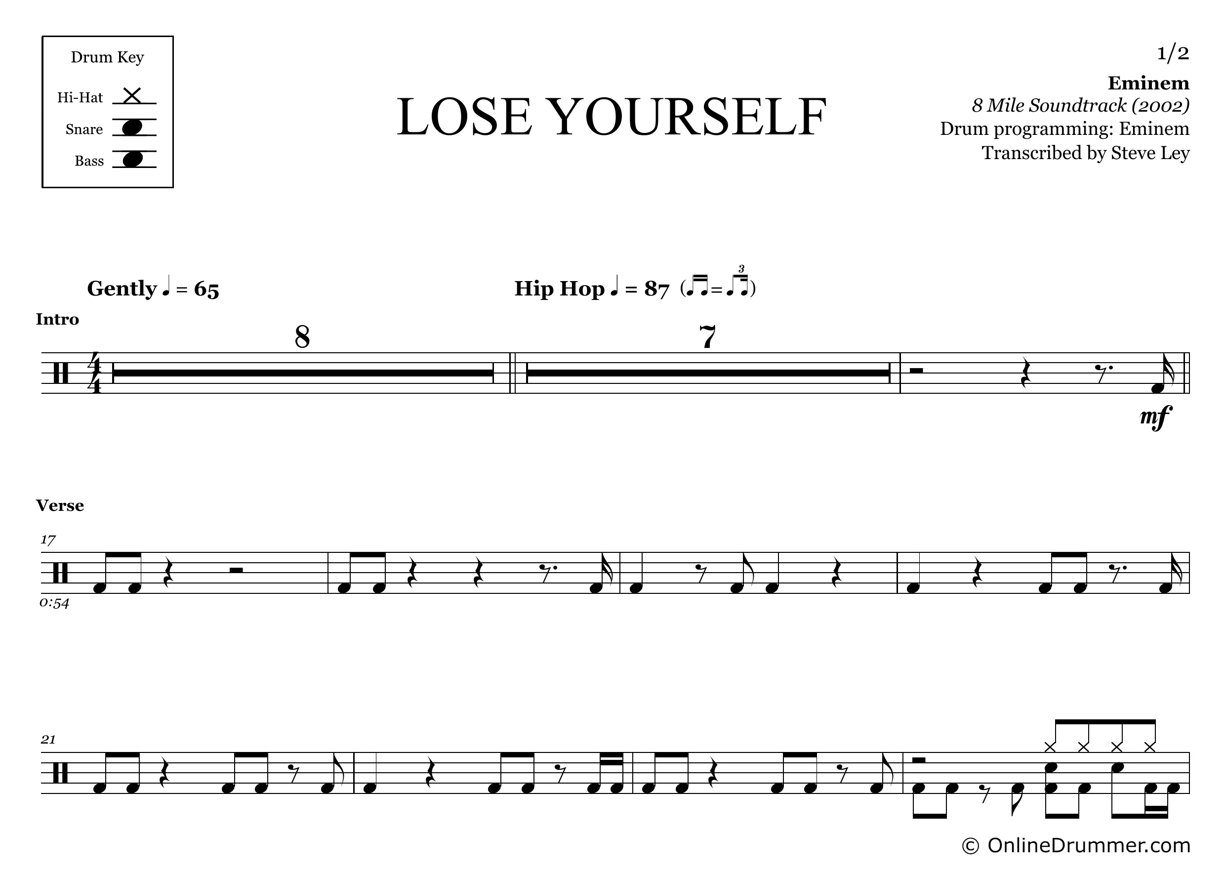 Lose Yourself - Eminem - Drum Sheet Music - Image 3