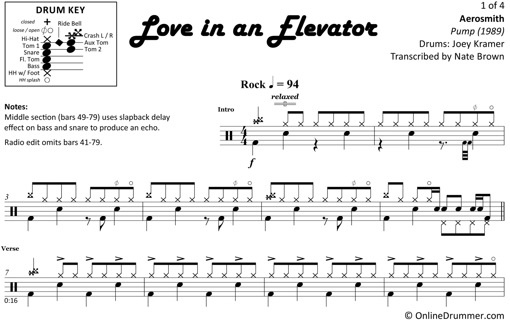Love in an Elevator - Aerosmith - Drum Sheet Music - Image 3