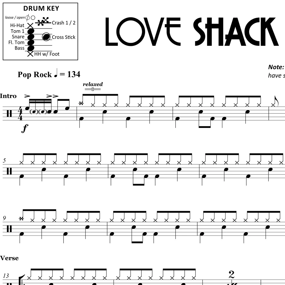 Love Shack - B-52's - Drum Sheet Music - Image 2