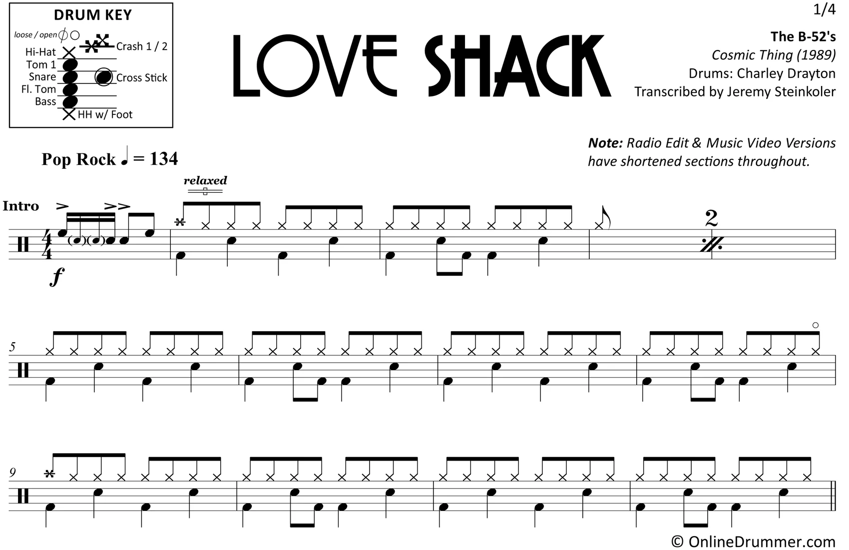 Love Shack - B-52's - Drum Sheet Music - Image 3