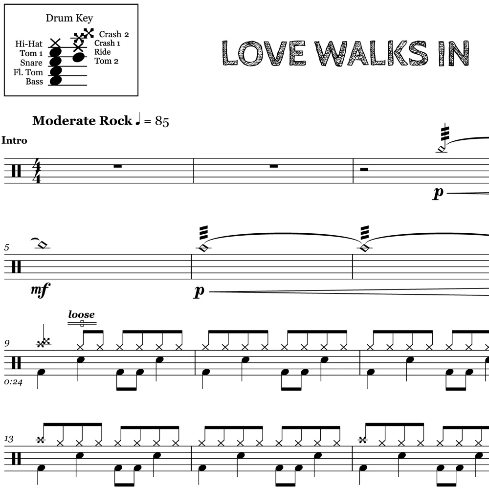 Love Walks In - Van Halen - Drum Sheet Music - Image 2