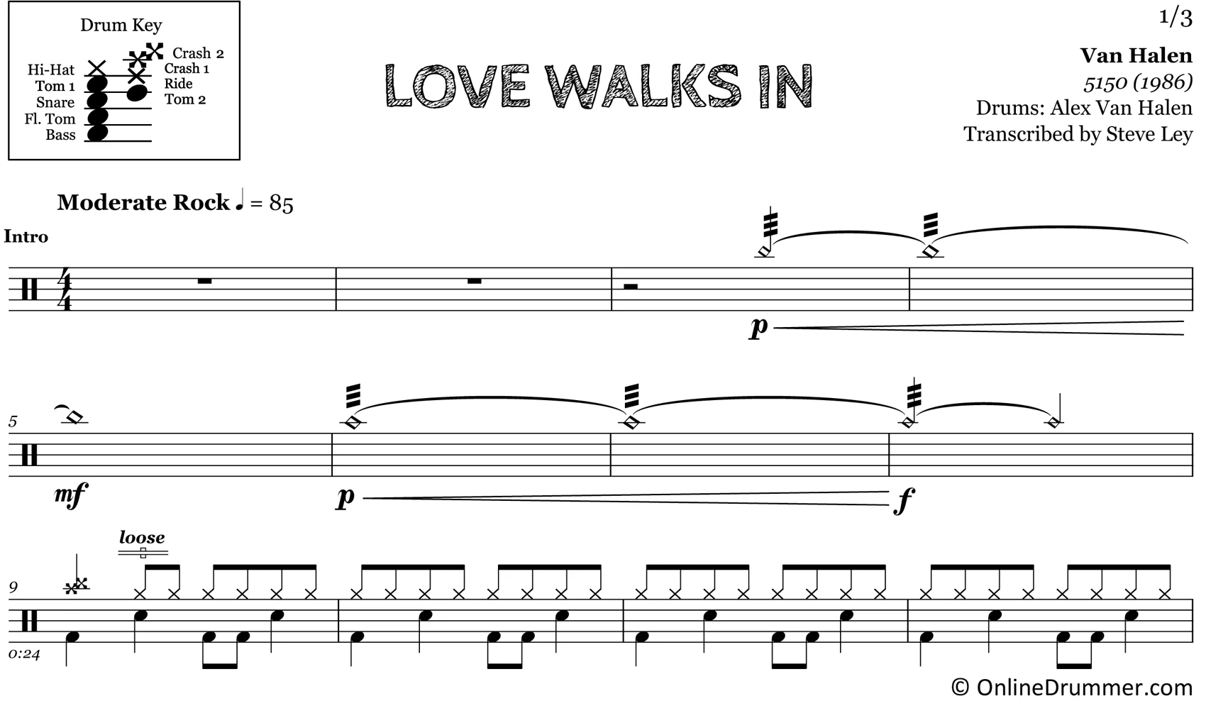 Love Walks In - Van Halen - Drum Sheet Music - Image 3