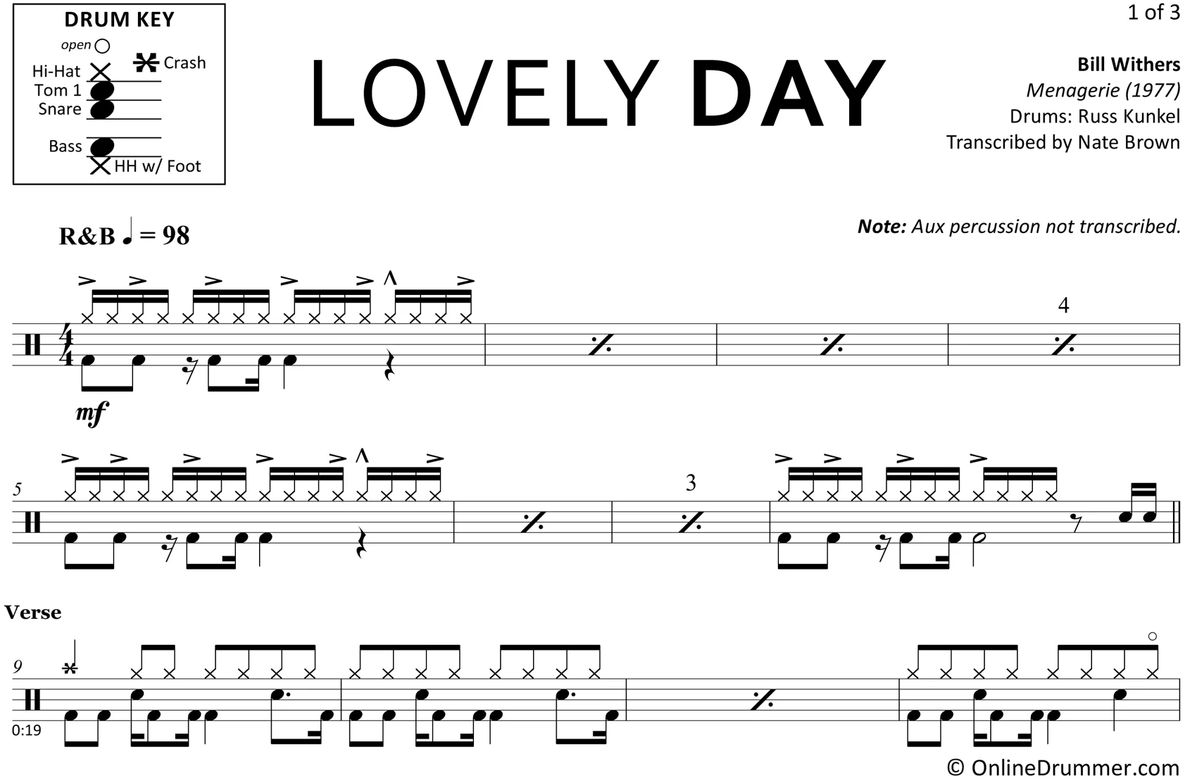 Lovely Day - Bill Withers - Drum Sheet Music - Image 3
