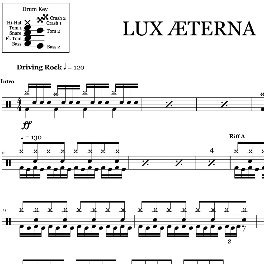 LuxAEterna - Metallica - Drum Sheet Music - Image 2