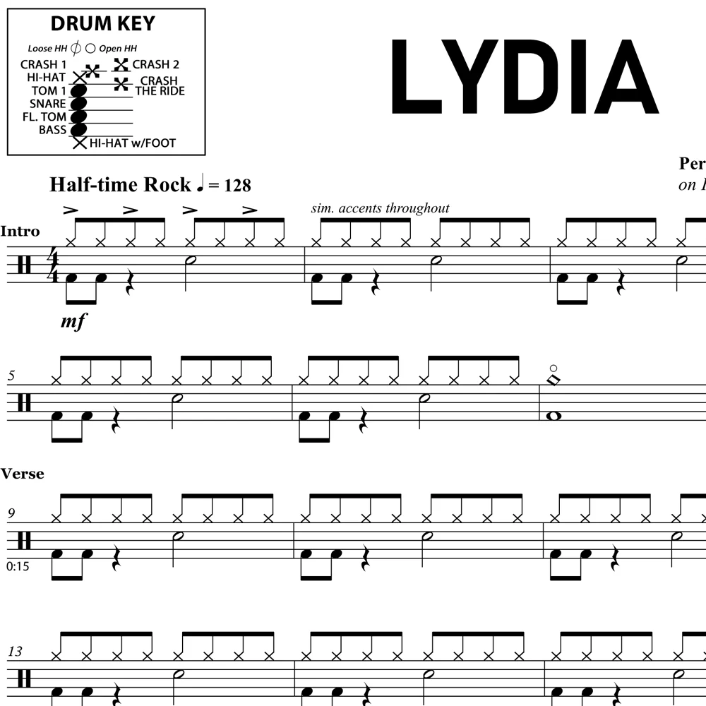 Lydia - Highly Suspect - Drum Sheet Music - Image 2