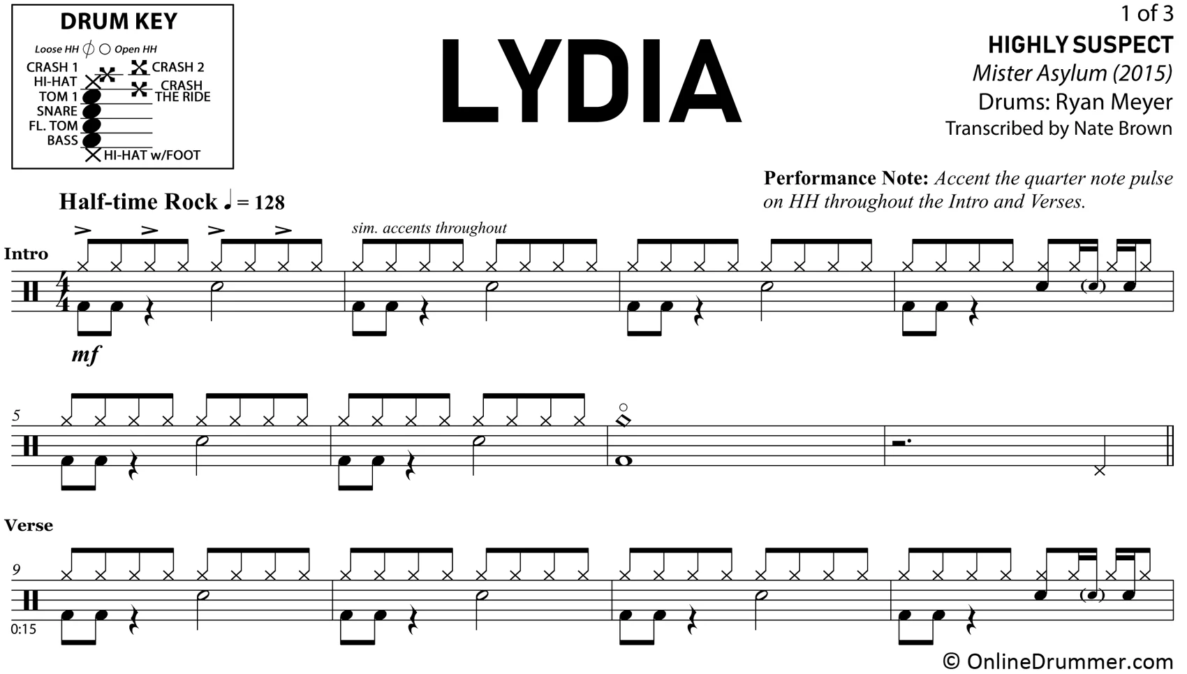 Lydia - Highly Suspect - Drum Sheet Music - Image 3