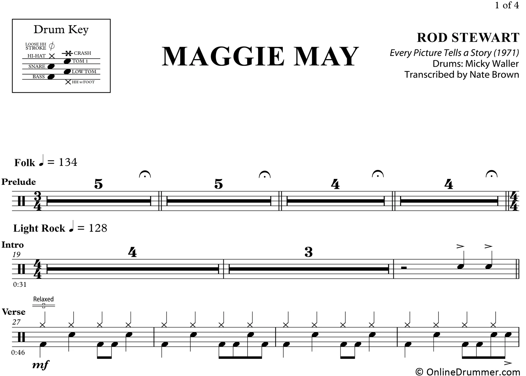 Maggie May - Rod Stewart - Drum Sheet Music - Image 3