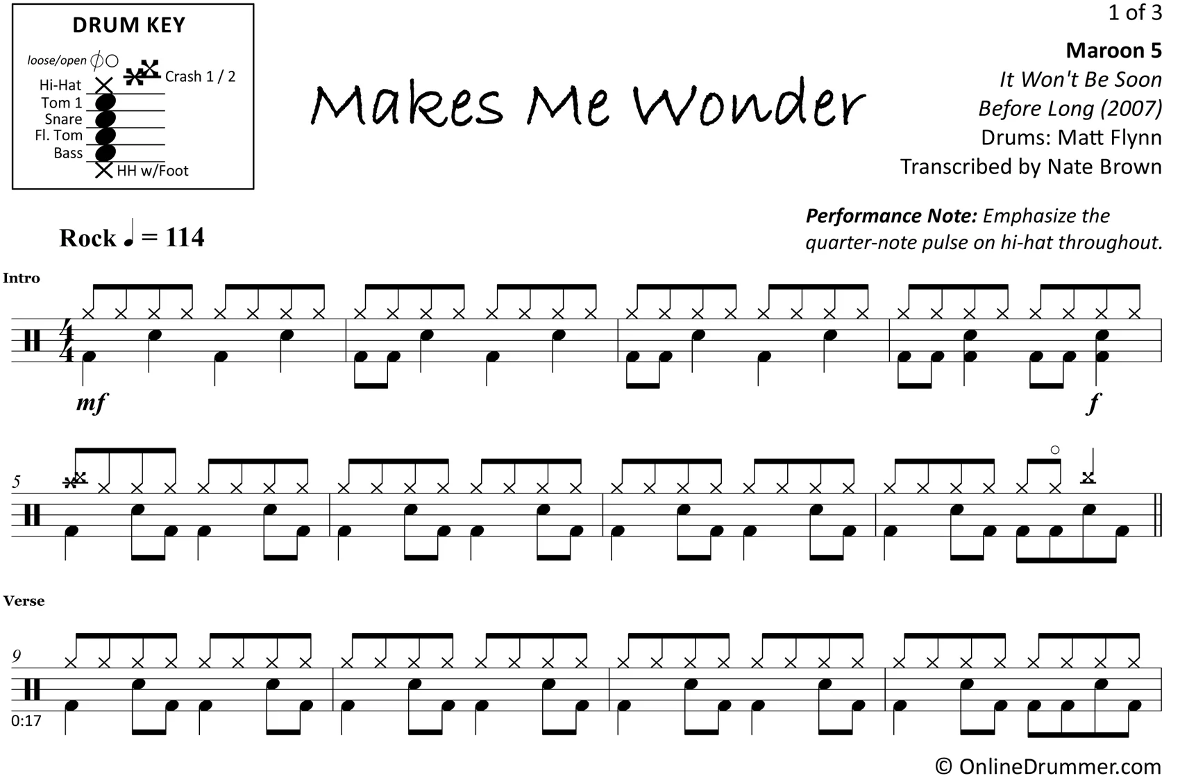 Makes Me Wonder - Maroon 5 - Drum Sheet Music - Image 3