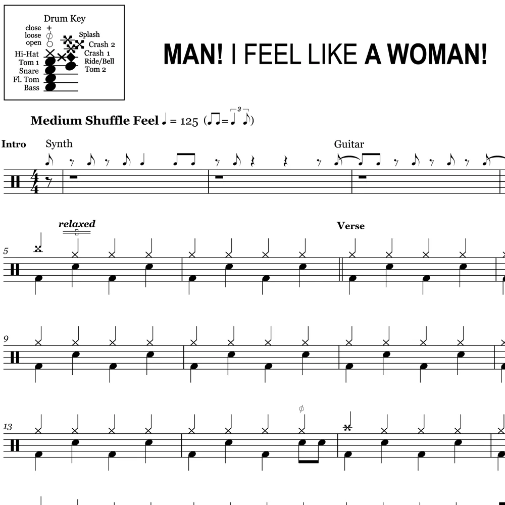 Man! I Feel Like a Woman! - Shania Twain - Drum Sheet Music - Image 2