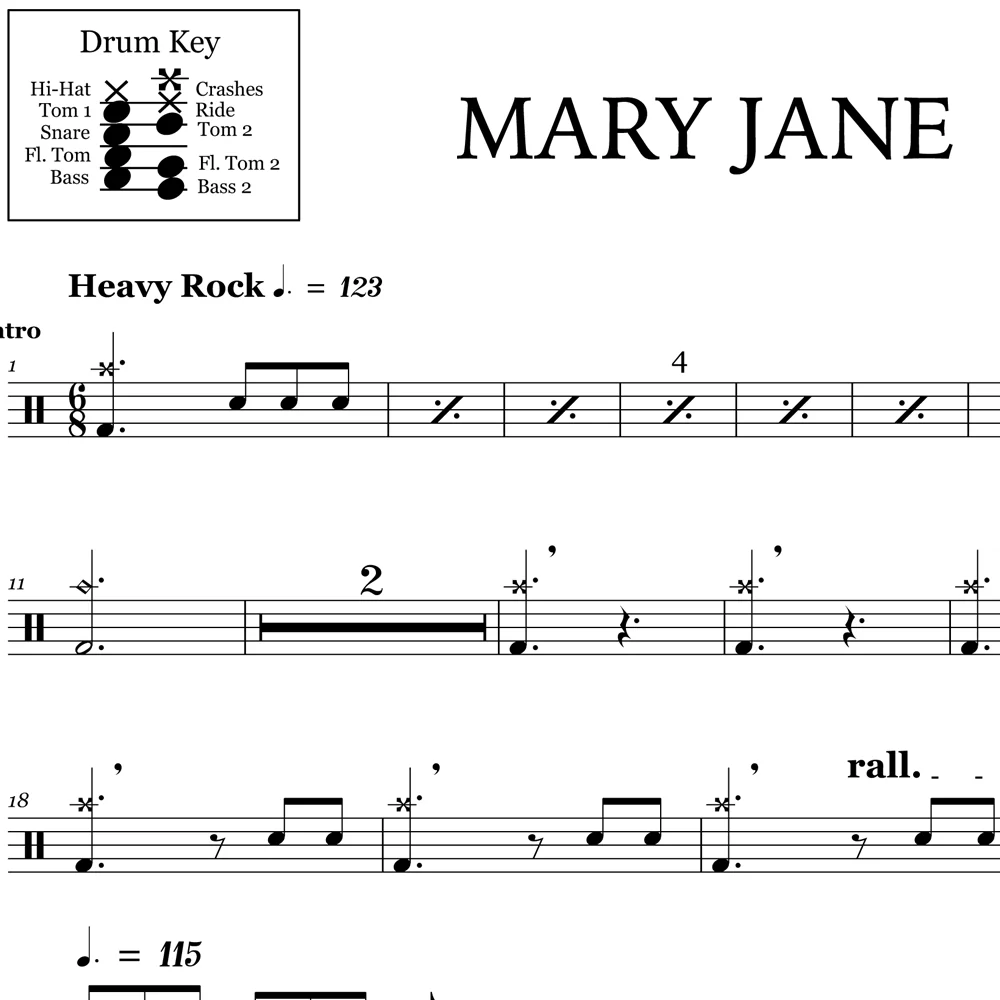 Mary Jane - Megadeth - Drum Sheet Music - Image 2