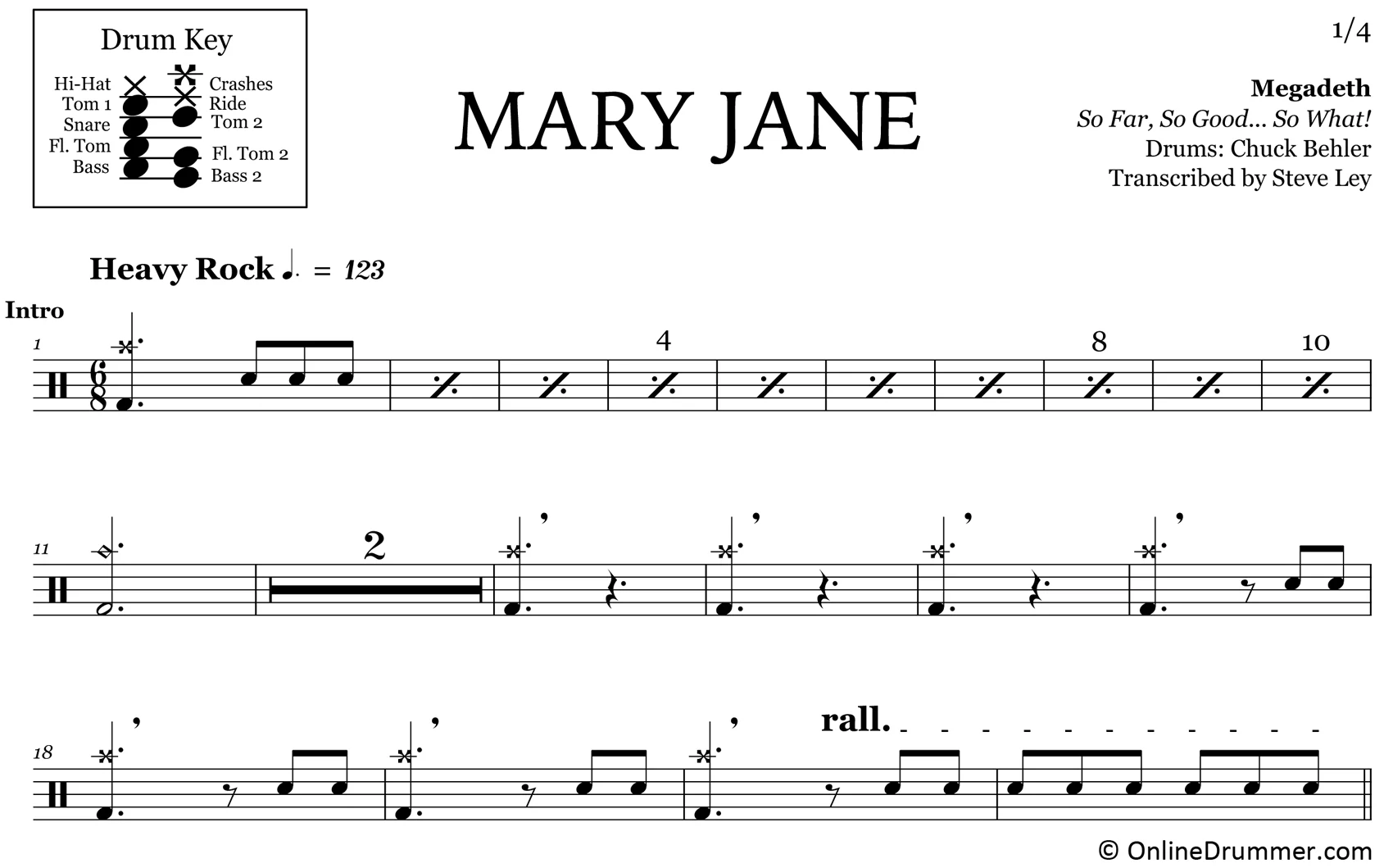 Mary Jane - Megadeth - Drum Sheet Music - Image 3