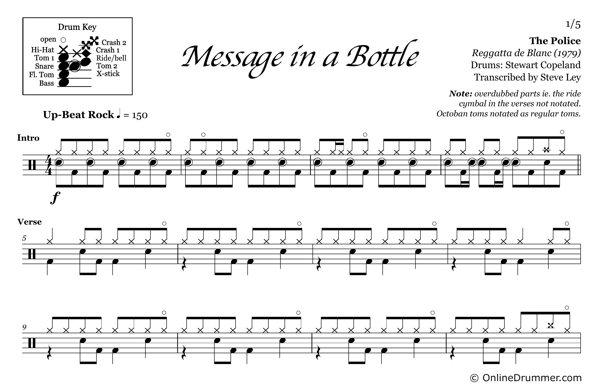 Message in a Bottle - The Police - Drum Sheet Music - Image 3