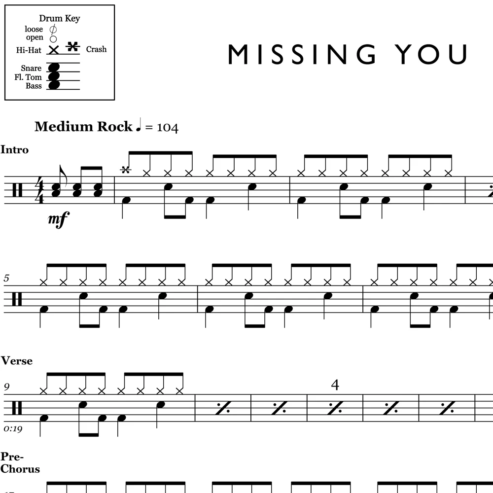 Missing You - John Waite - Drum Sheet Music - Image 2